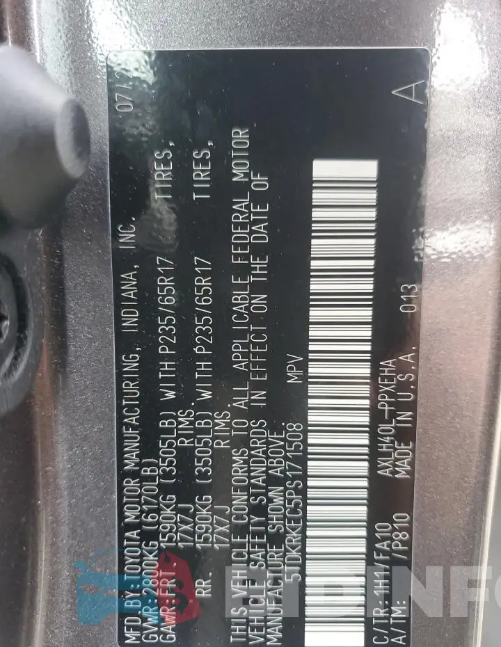 5TDKRKEC5PS171508 Photo# 13