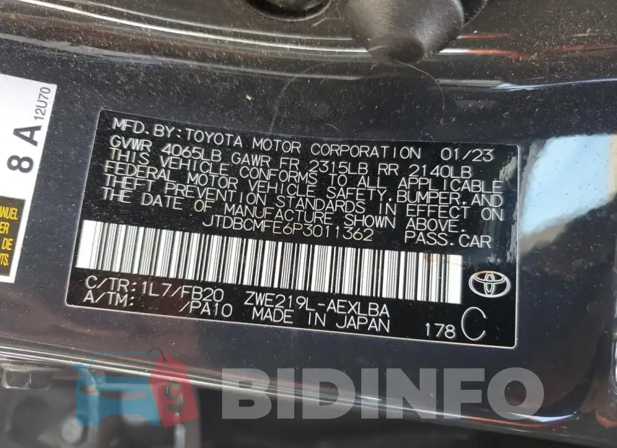 JTDBCMFE6P3011362 Photo# 12