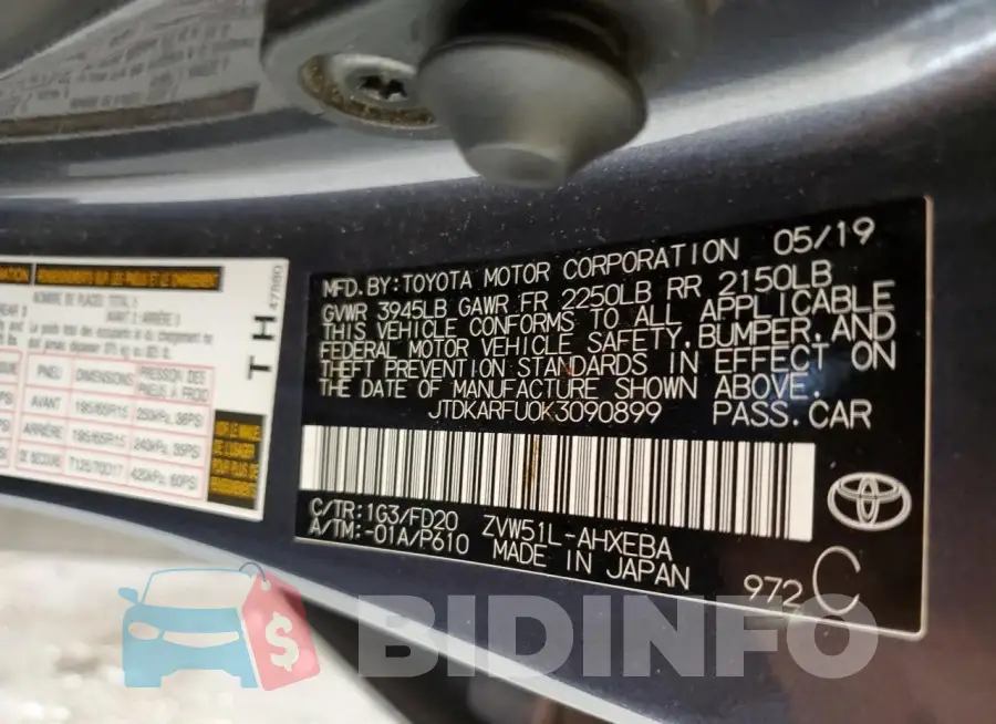 JTDKARFU0K3090899 Photo# 12