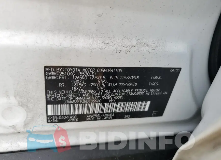 JTMAB3FV3ND105960 Photo# 13