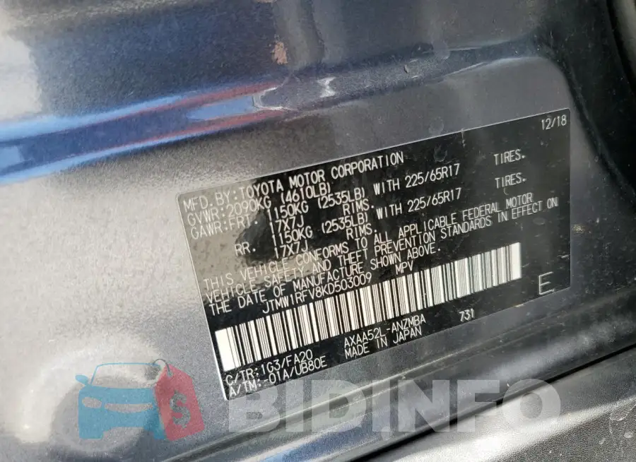 JTMW1RFV8KD503009 Photo# 13