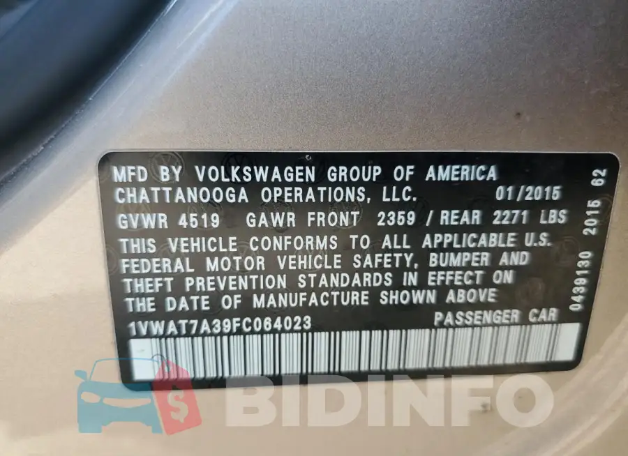 1VWAT7A39FC064023 Photo# 12
