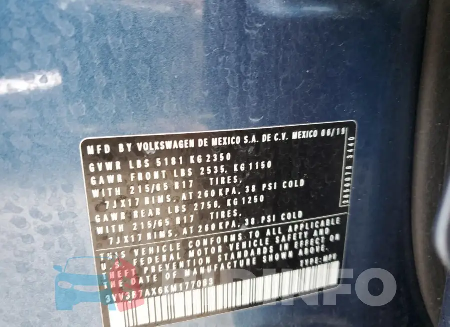 3VV3B7AX6KM177083 Photo# 14