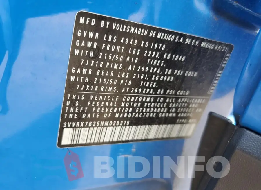 3VVRX7B25NM028375 Photo# 13