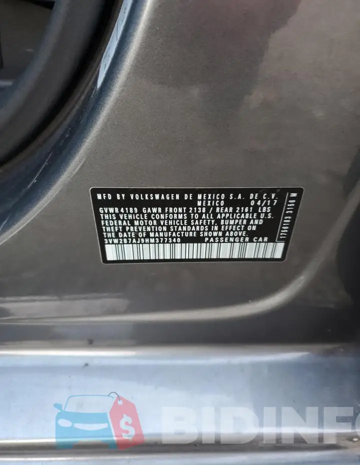 3VW2B7AJ9HM377340 Photo# 12