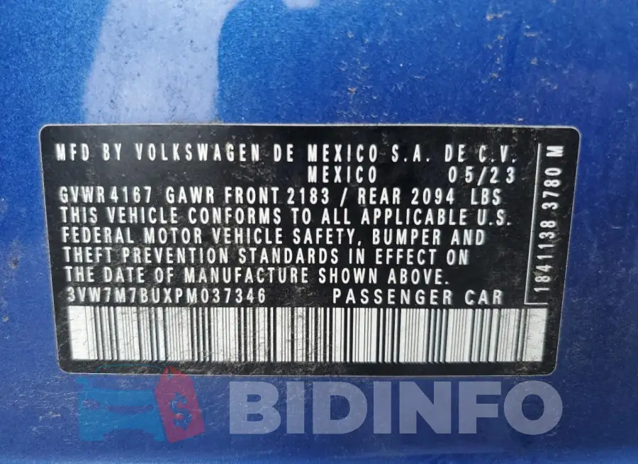 3VW7M7BUXPM037346 Photo# 12