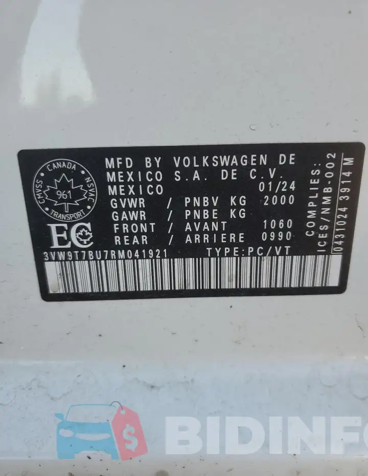 3VW9T7BU7RM041921 Photo# 12