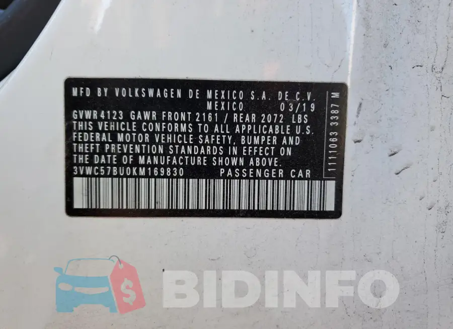 3VWC57BU0KM169830 Photo# 13