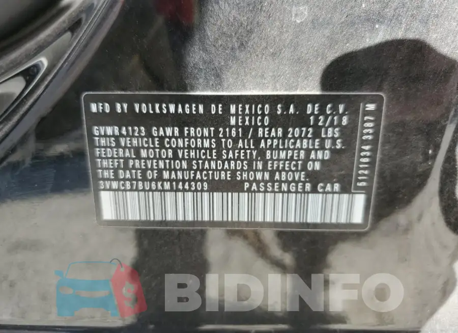 3VWCB7BU6KM144309 Photo# 13