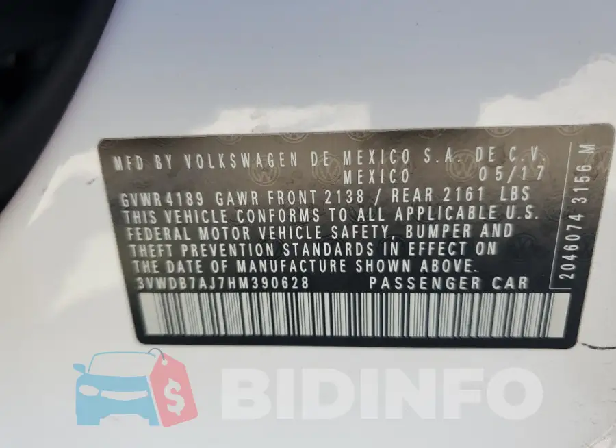 3VWDB7AJ7HM390628 Photo# 12