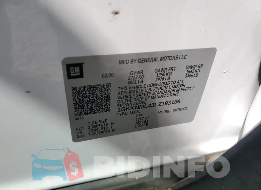 1GKKNML43LZ193166 Photo# 13