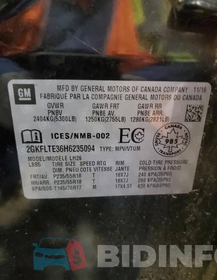 2GKFLTE36H6235094 Photo# 13