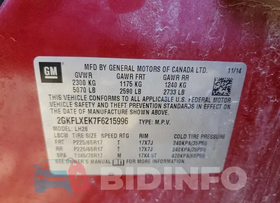 2GKFLXEK7F6215996 Photo# 13