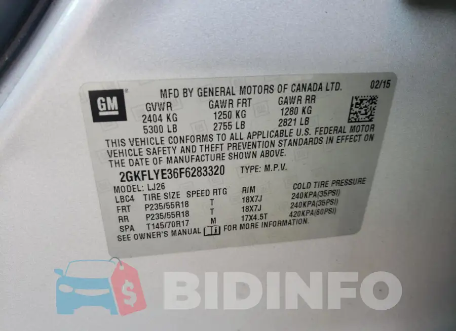 2GKFLYE36F6283320 Photo# 13