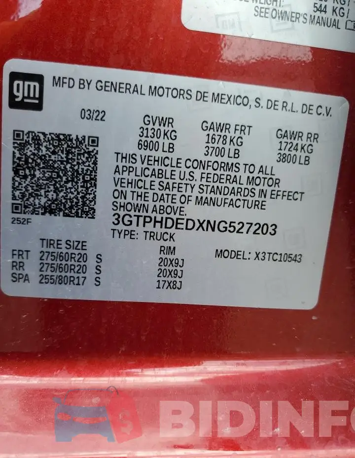 3GTPHDEDXNG527203 Photo# 13