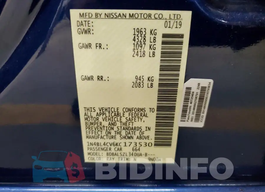 1N4BL4CV6KC173530 Photo# 12