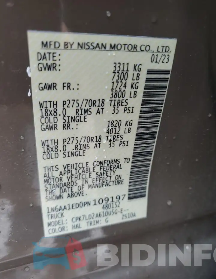 1N6AA1ED0PN109197 Photo# 12