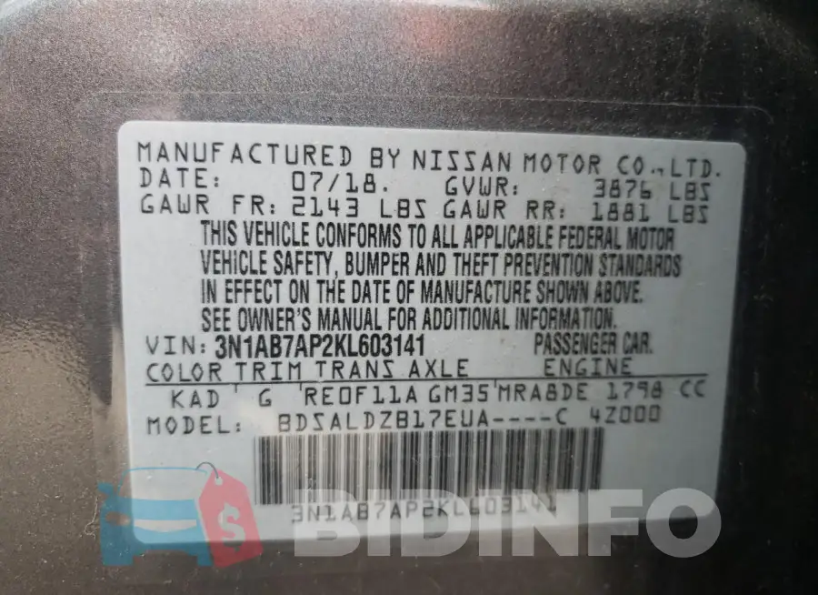 3N1AB7AP2KL603141 Photo# 12