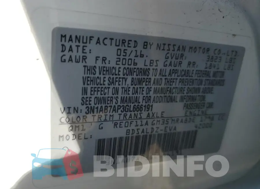 3N1AB7AP3GL666191 Photo# 12