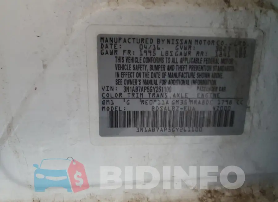 3N1AB7AP5GY261100 Photo# 13
