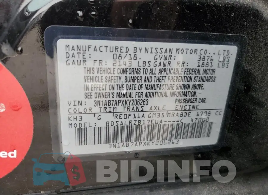3N1AB7APXKY206263 Photo# 13