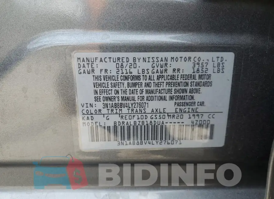 3N1AB8BV4LY276071 Photo# 12