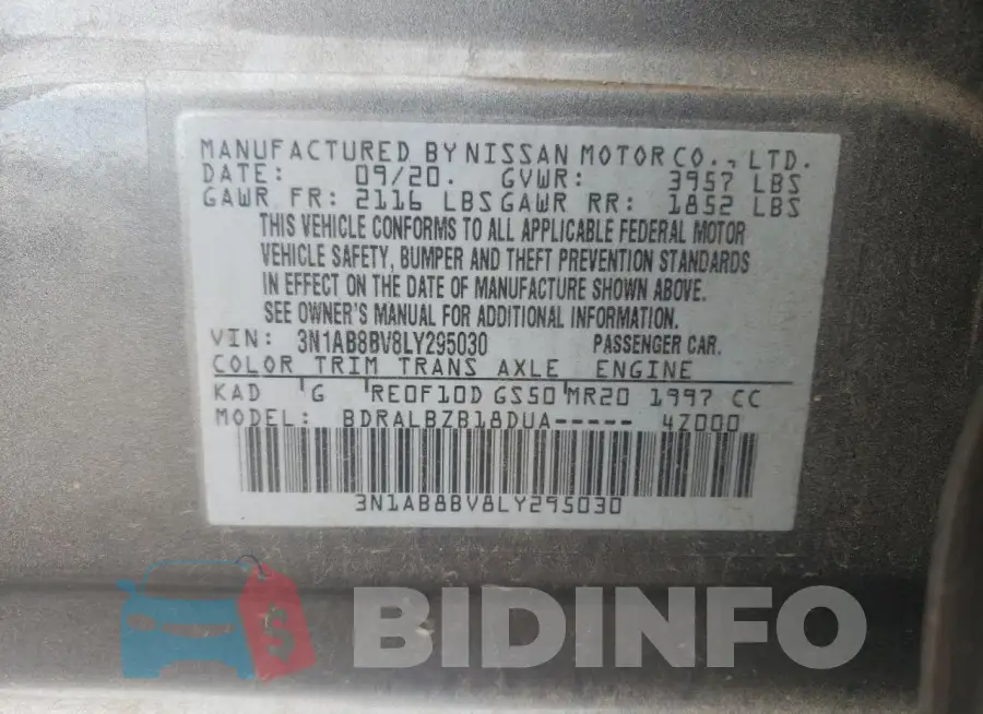 3N1AB8BV8LY295030 Photo# 13