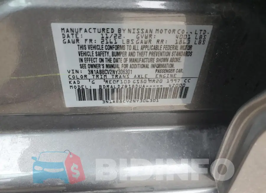 3N1AB8CV2NY306301 Photo# 12