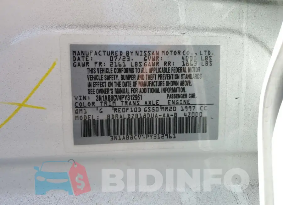 3N1AB8CV4PY312961 Photo# 12