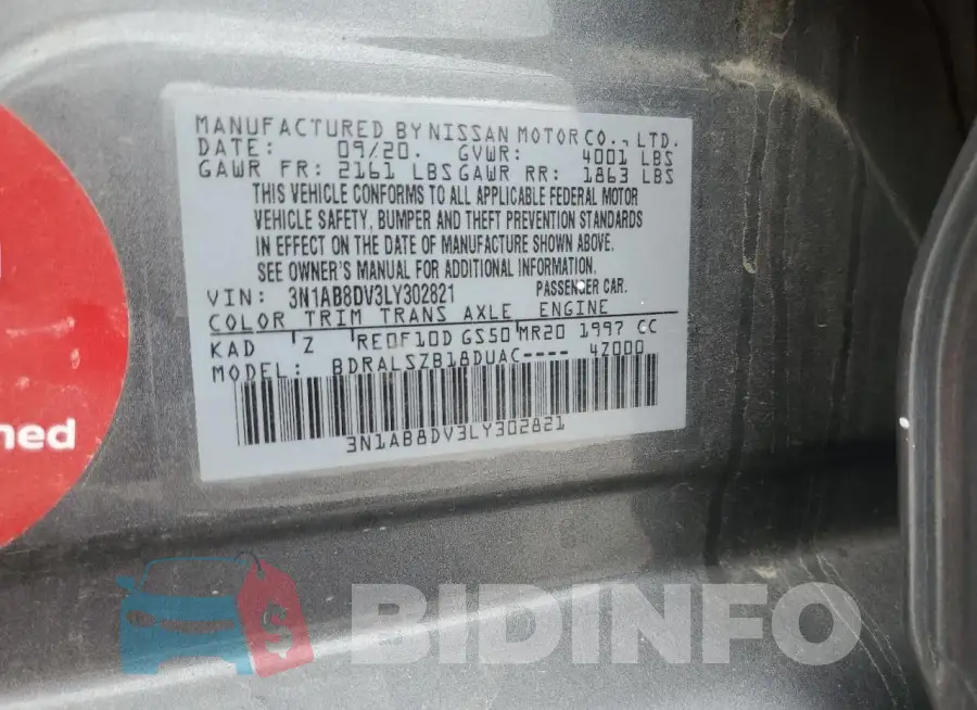 3N1AB8DV3LY302821 Photo# 12