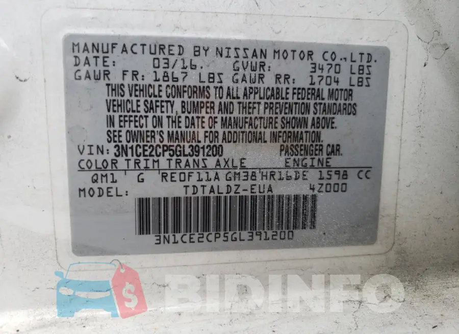 3N1CE2CP5GL391200 Photo# 13