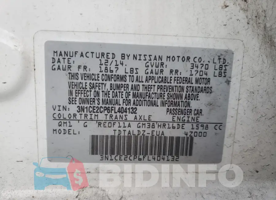 3N1CE2CP6FL404132 Photo# 12