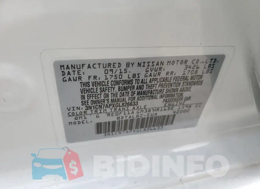 3N1CN7APXGL826633 Photo# 12