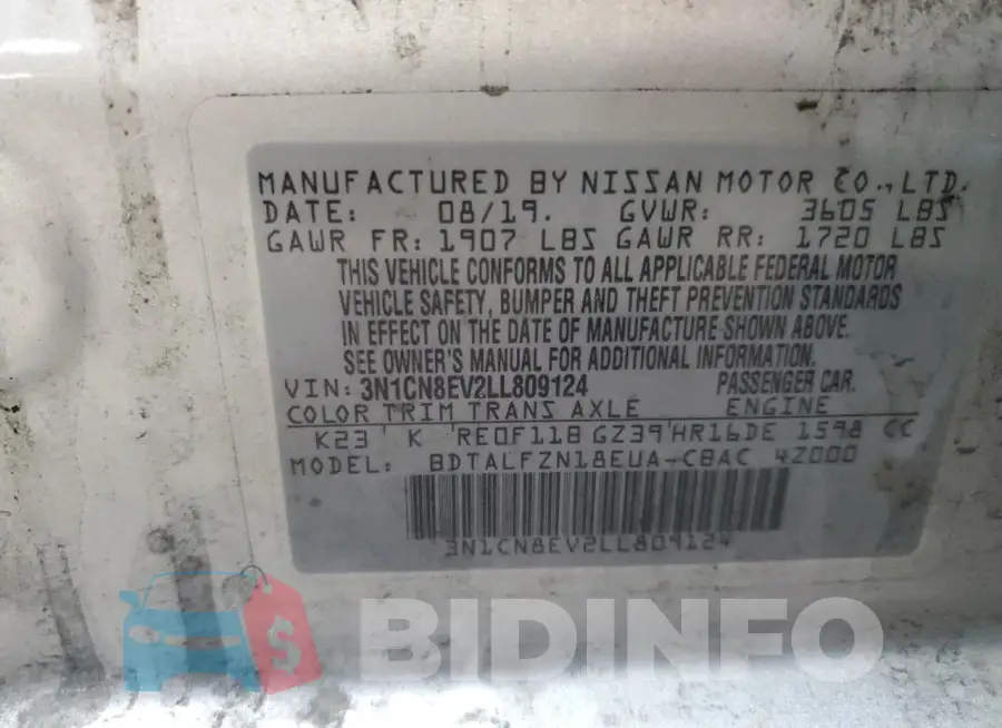 3N1CN8EV2LL809124 Photo# 13