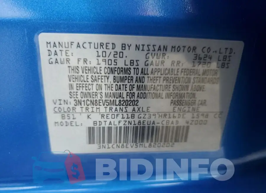 3N1CN8EV5ML820202 Photo# 12