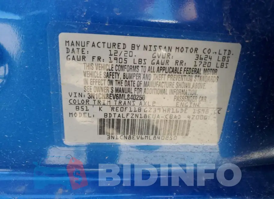 3N1CN8EV6ML840250 Photo# 12