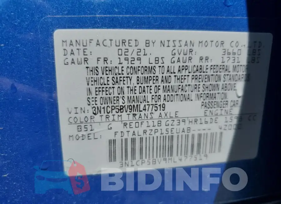3N1CP5BV9ML477519 Photo# 13