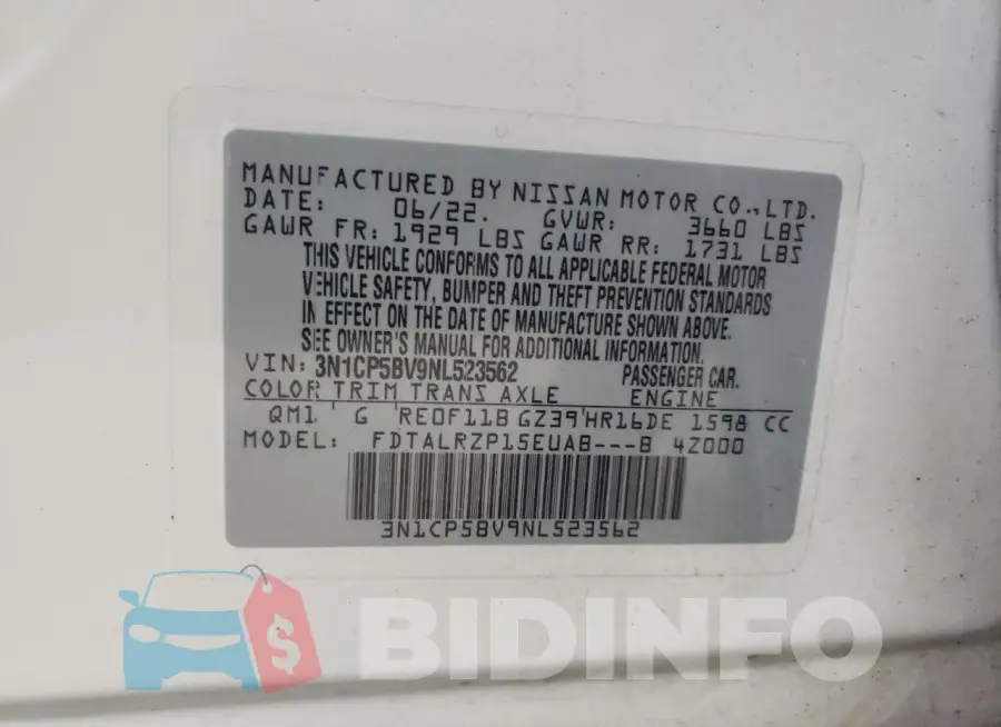 3N1CP5BV9NL523562 Photo# 13