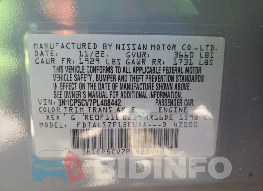 3N1CP5CV7PL488442 Photo# 13
