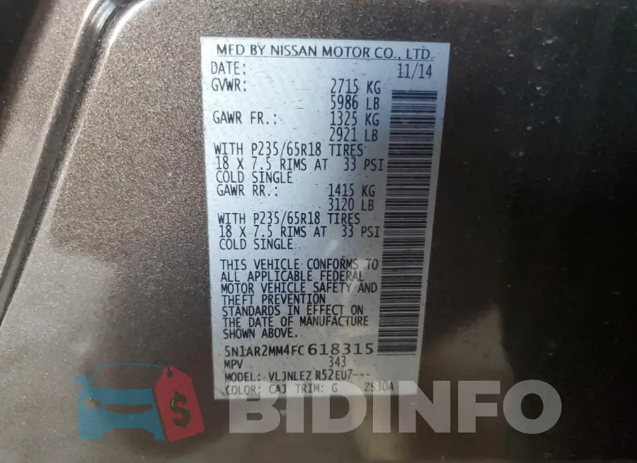 5N1AR2MM4FC618315 Photo# 13