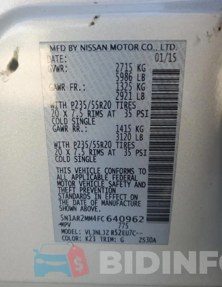 5N1AR2MM4FC640962 Photo# 13