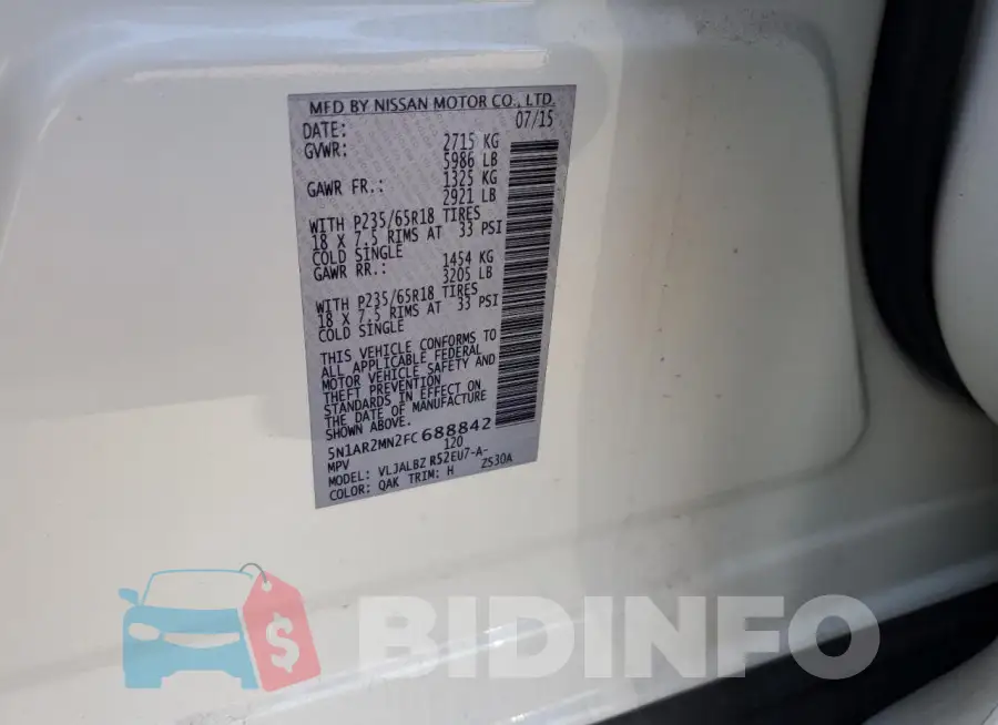 5N1AR2MN2FC688842 Photo# 13