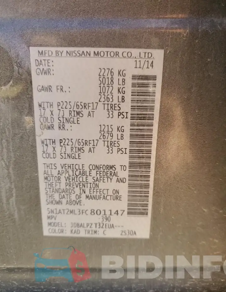 5N1AT2ML3FC801147 Photo# 13
