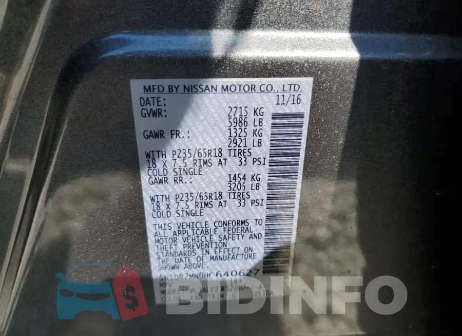 5N1DR2MN0HC640627 Photo# 13