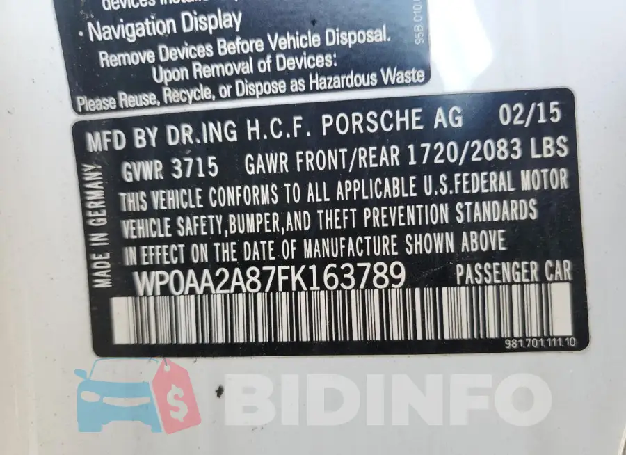 WP0AA2A87FK163789 Photo# 12