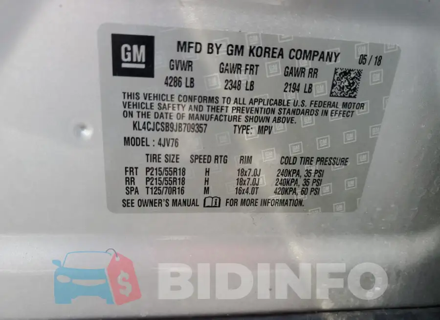 KL4CJCSB9JB709357 Photo# 14