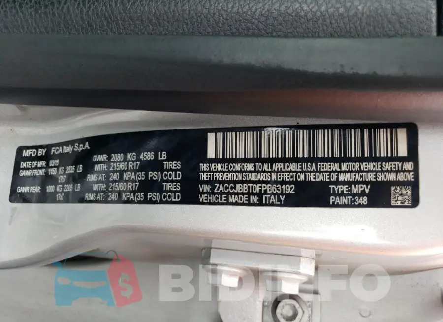 ZACCJBBT0FPB63192 Photo# 14