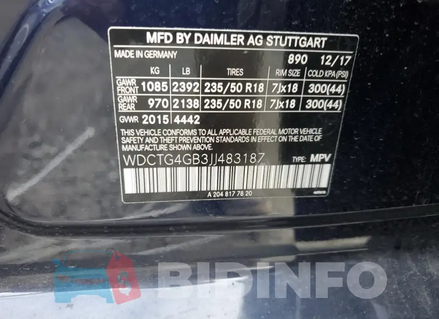 WDCTG4GB3JJ483187 Photo# 12