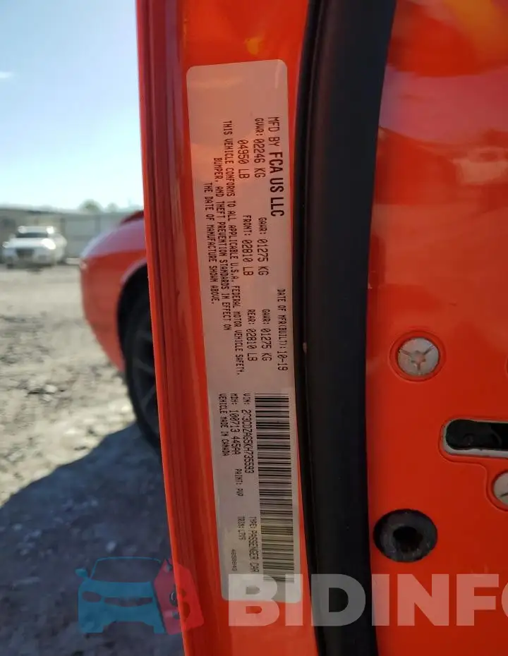 2C3CDZAG5KH735593 Photo# 12