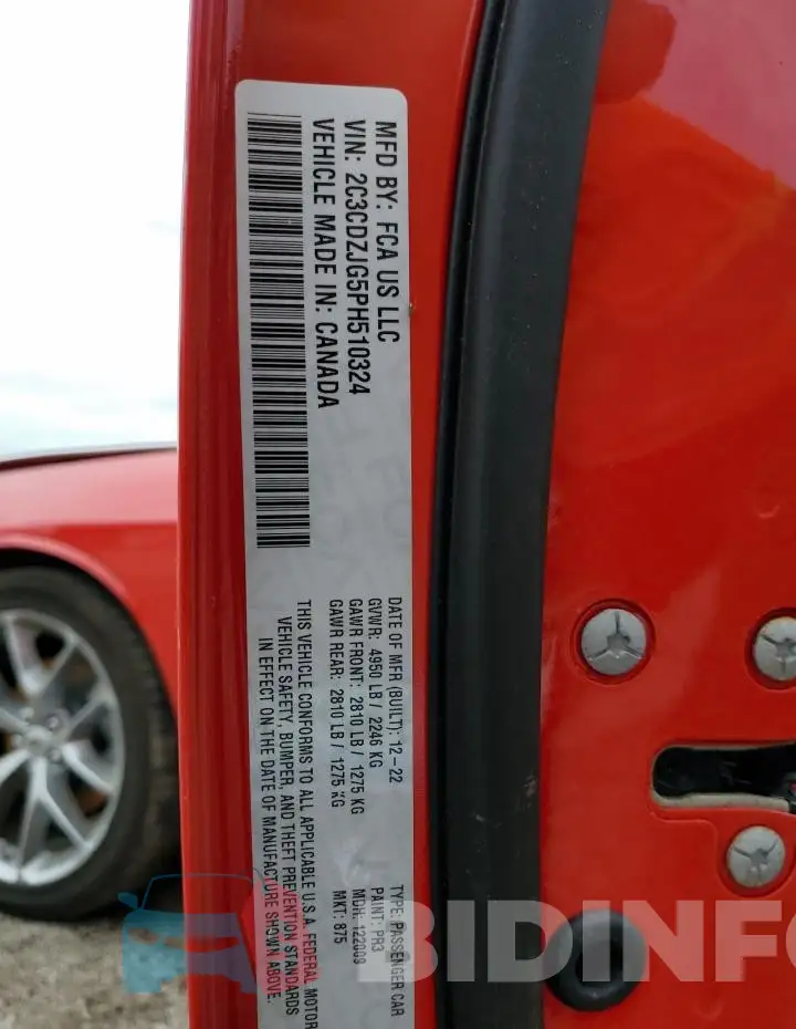2C3CDZJG5PH510324 Photo# 13